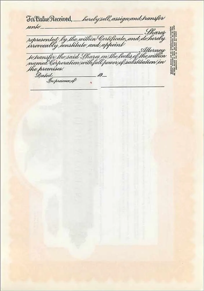 Accionista de John Blair & Company — certificado de preferencia — editor Commercial Supply Co. de Ohio - Reverso