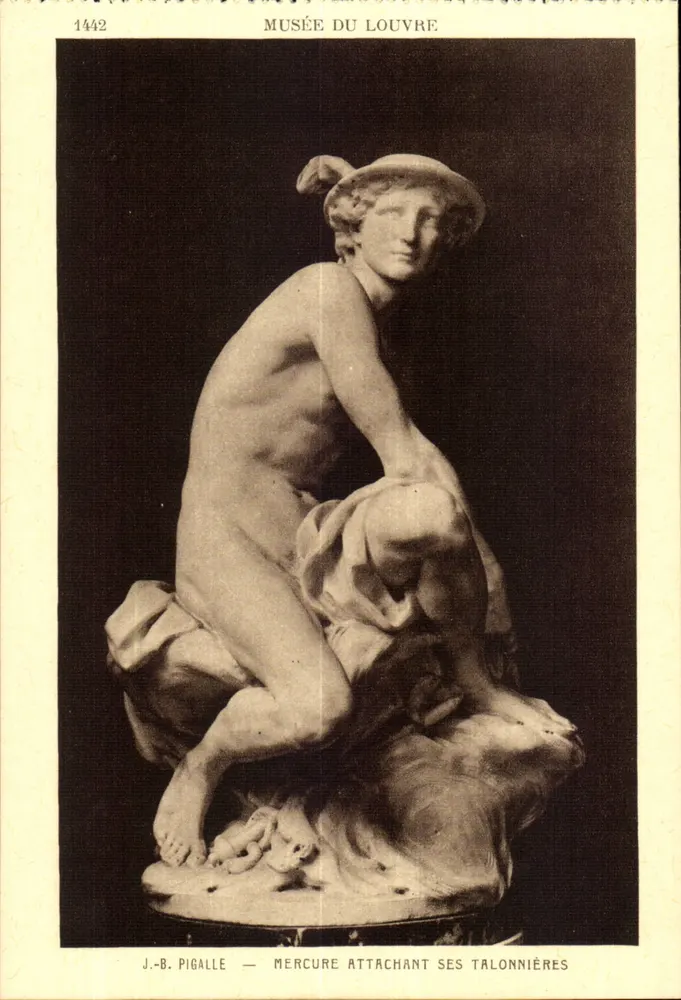 Musée du Louvre — J.-B. Pigalle — Merkur, der seine Sandalen bindet — Serie 1442 - Vorderseite