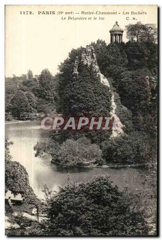 Paris (19. Arrondissement) — Buttes-Chaumont — Les Rochers — Le Belvédère und der See — C. M. — Nr. 1272 - Vorderseite