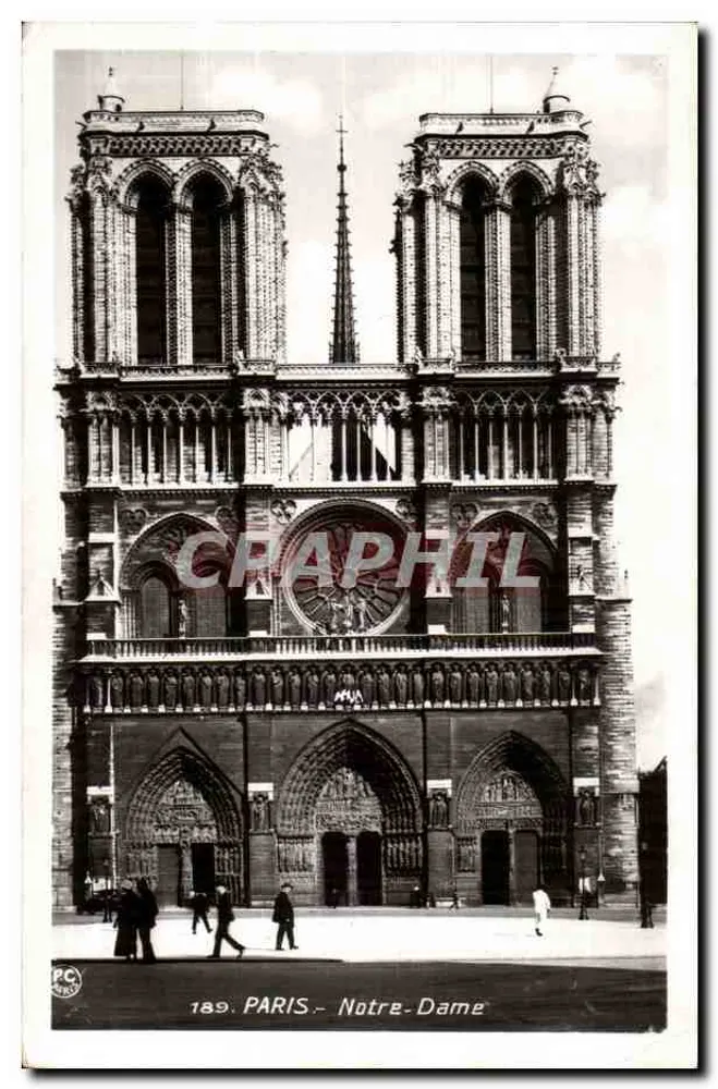 पेरिस - नोट्रे-दाम - फ़ासेड के दृश्य - एडिटर पीसी पेरिस, नंबर 189 - आगे