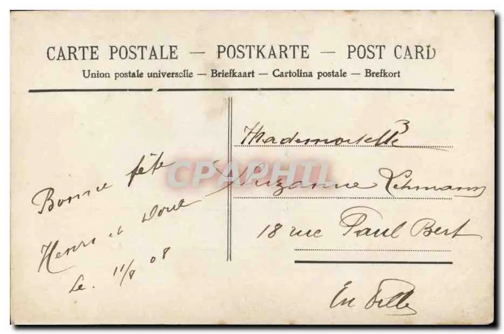 Ein Kuss — Kind mit Blumenstrauß — Verlag nicht sichtbar - Rückseite