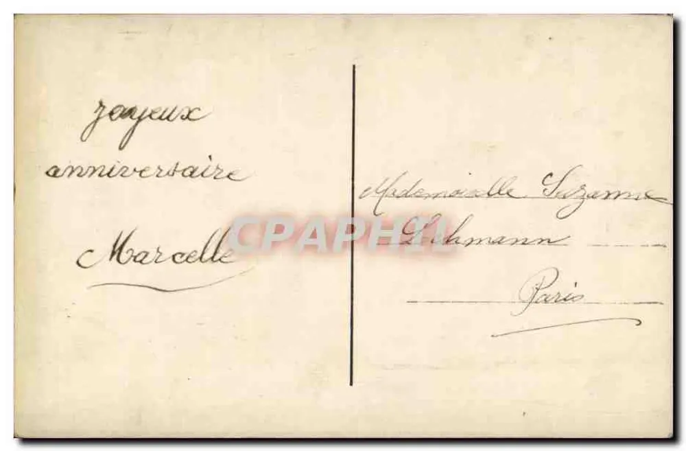 Mädchen in gelber Kleidung mit Blumenkorb — Geburtstag — Verlag NME Paris n°646 - Rückseite