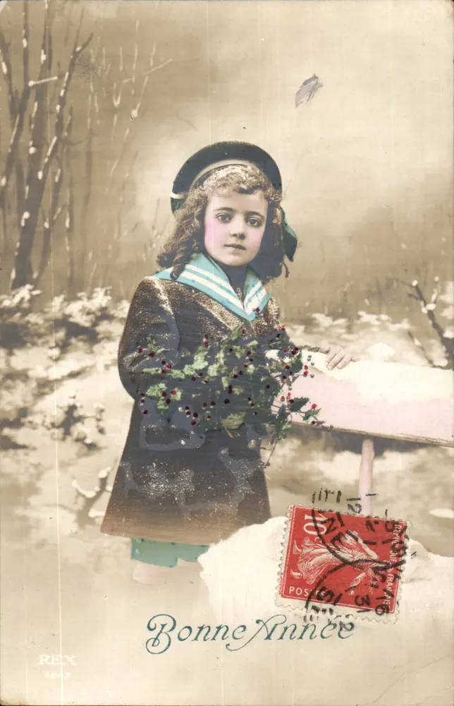 Mädchen in Seemanns-Outfit in der Schnee — REX 4247 — Verlag REX - Vorderseite