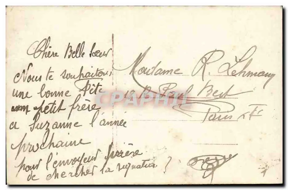 Frau in einem mit Blumen dekorierten Flugzeug — Frohe Geburtstagskarte — Verlag LUCHA, Nr. 284 - Rückseite