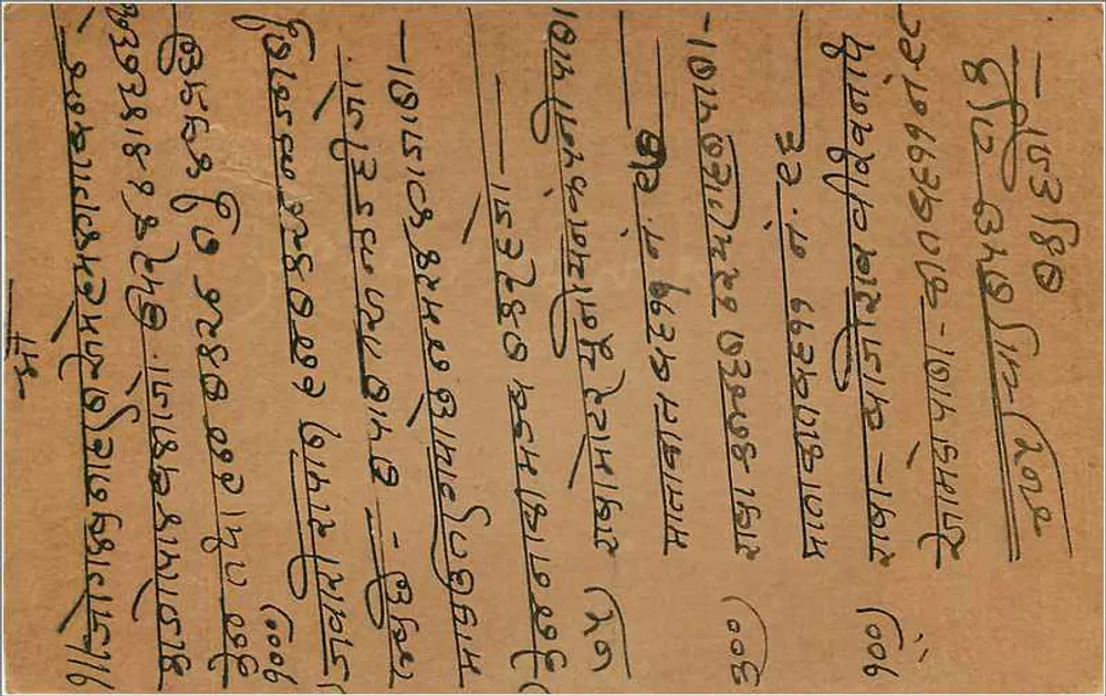 Nandurbar — carta postal indiana — editor não identificado, número de série não visível - Verso