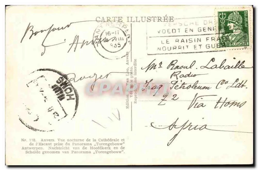 Antwerpen — Nachtsicht der Kathedrale und des Scheldts — Van Loo-Edition, Nr. 118 - Rückseite
