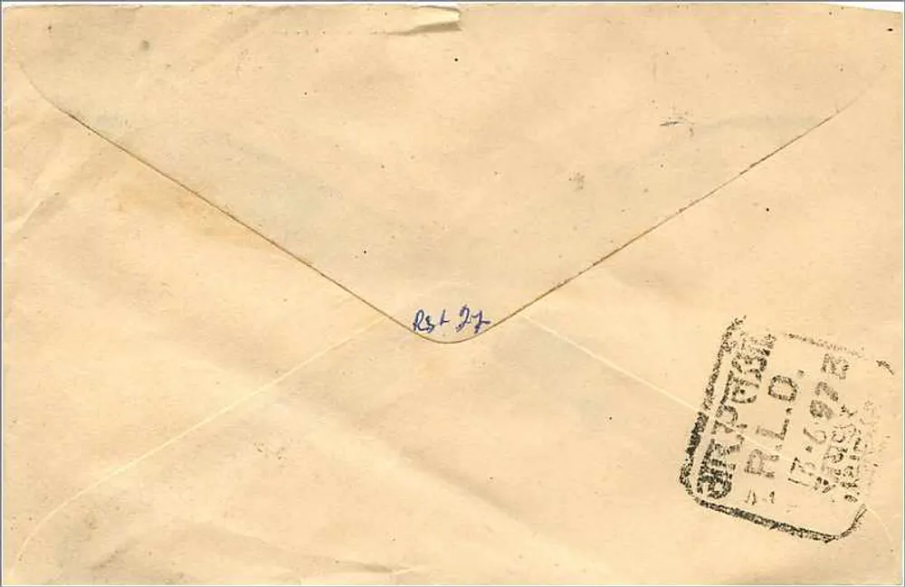 Carta postal indiana — Dhanapar, Bihar — selo de 100 p. e carimbo postal - Verso