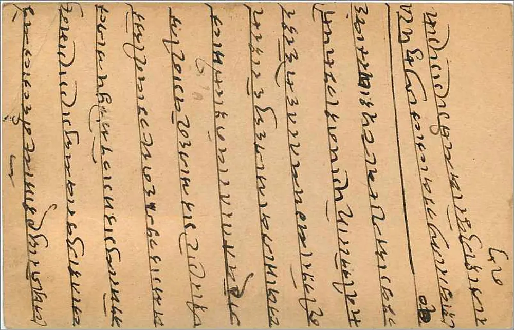 Gangapur — Cwalior — Benneur — Índia — carta postal datada 17 de janeiro de 1920 - Verso