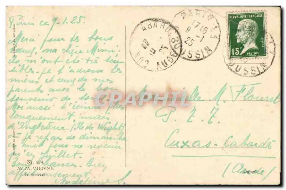 Drei Frauen in Winterkleidung — Frohe Neujahr! — M.M. MUNK, N° 874 - Rückseite