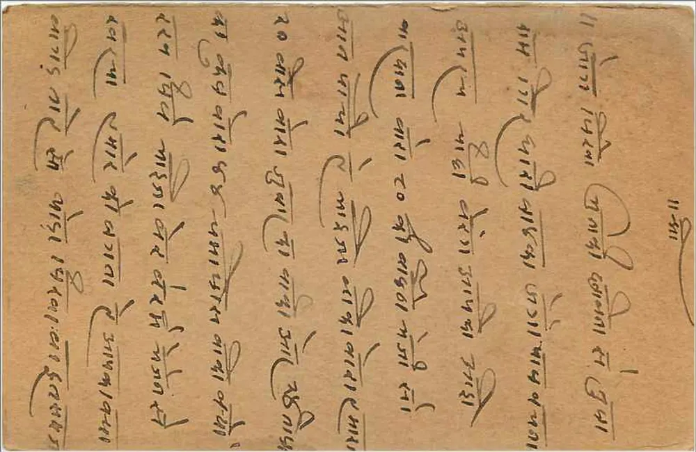 Gwalior — Carta postal indiana com selo e carimbo postal - Verso