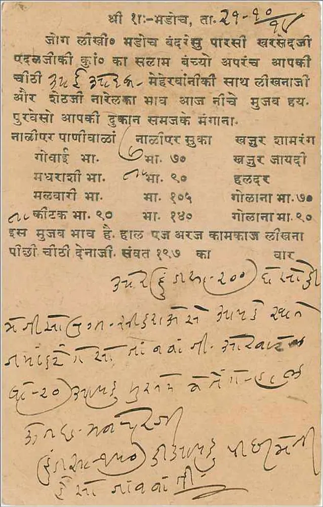 Sanwar, Mewar — cartão postal indiano — editor não visível - Verso