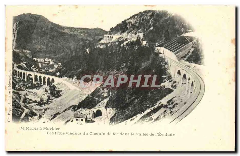 Die drei Viadukte der Eisenbahn in der Schlucht der Évalude — Von Morez nach Morbier — Gh. Paget, Buchhändler in Morez-Jura - Vorderseite