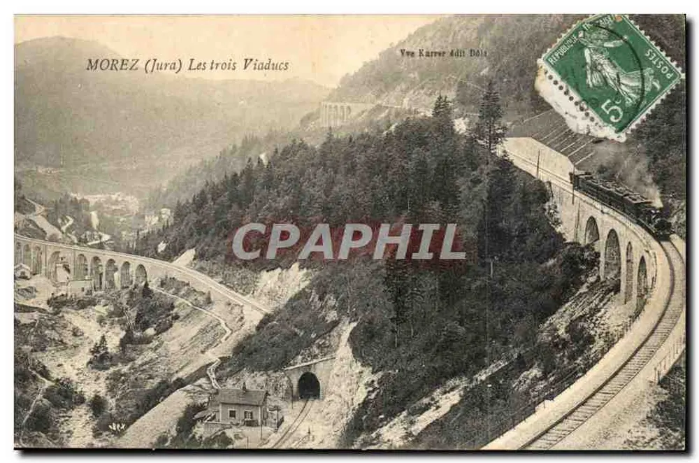 MOREZ (Jura) De drie viaducten — Uitzicht Karner Adil Dôle - Voorkant