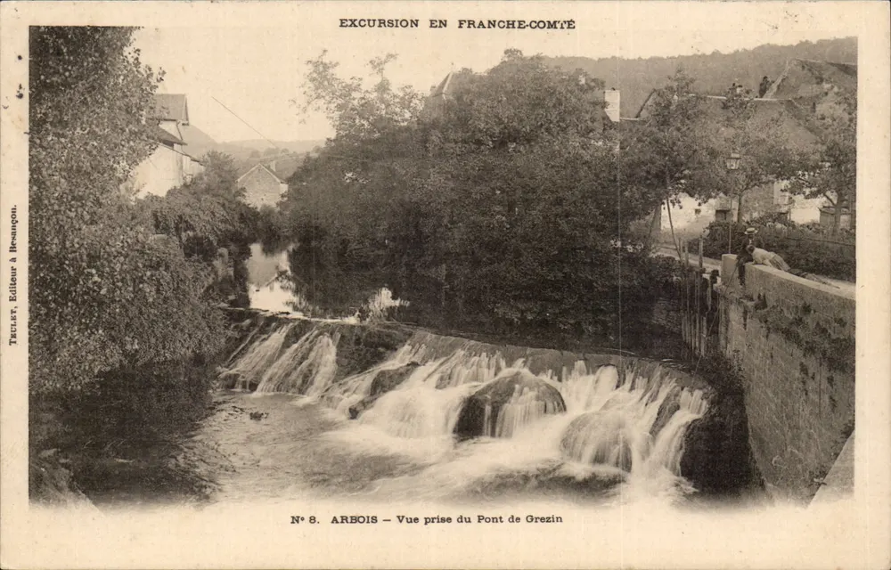 Arbois — Vista tirada do Ponte de Grezin — Teillet, editor em Besançon, N°8 - Frente