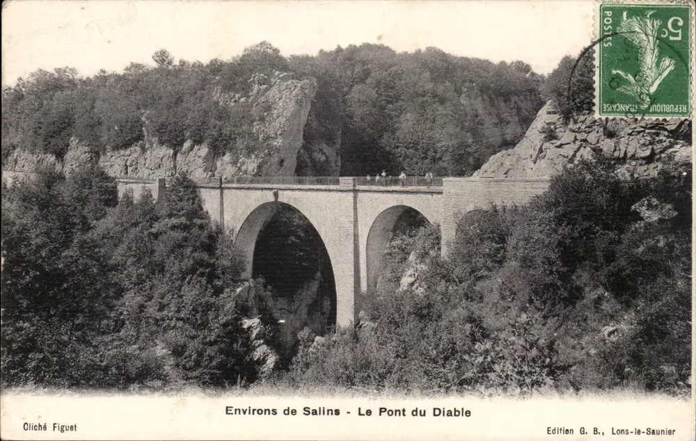 Arredores de Salins - O Ponte do Diabo — Edição G. B., Lons-le-Saunier - Frente