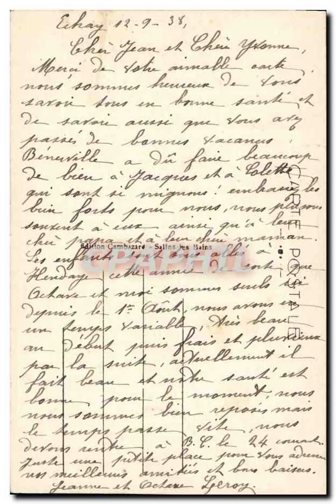 Salins-les-Bains — Place d'Armes — Fontäne 'La Mère Truchot' — Verlag B. 2565 B - Rückseite