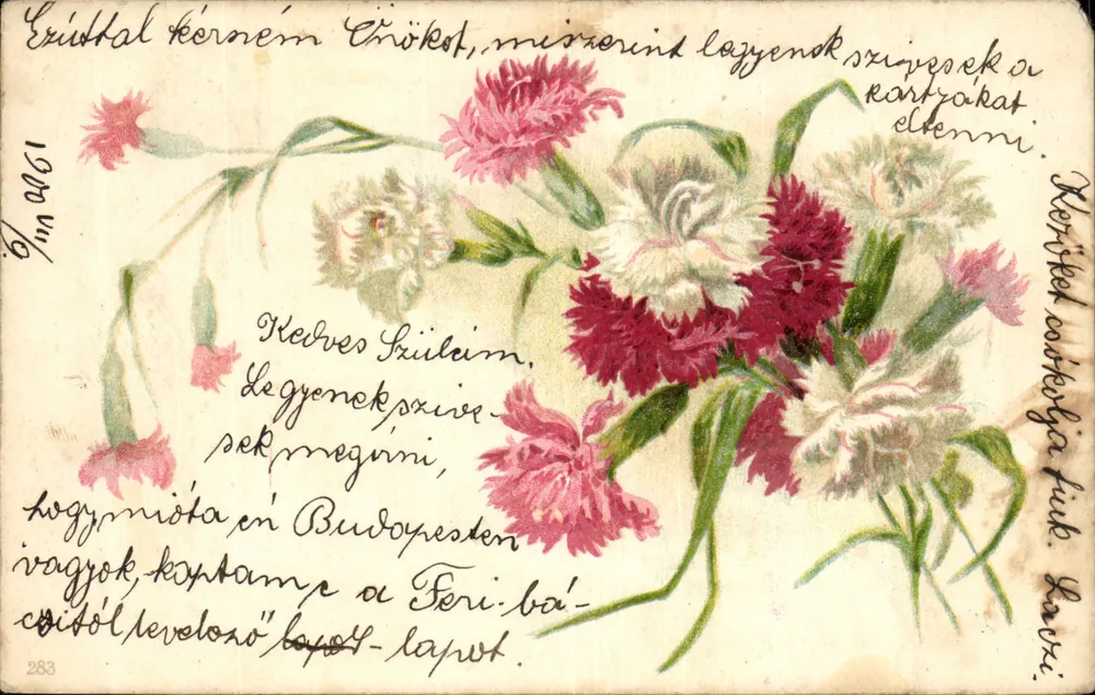 Gänseblümchen-Bouquet — illustrierte Karte — Verlag Feri-ba' (Budapest) n°283 - Vorderseite