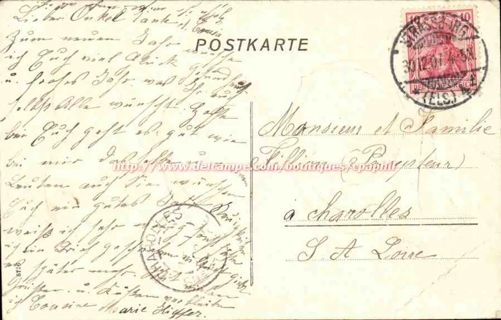 Strasbourg i. E. — Vista de Strasbourg em 1908 — Editor não identificado - Verso