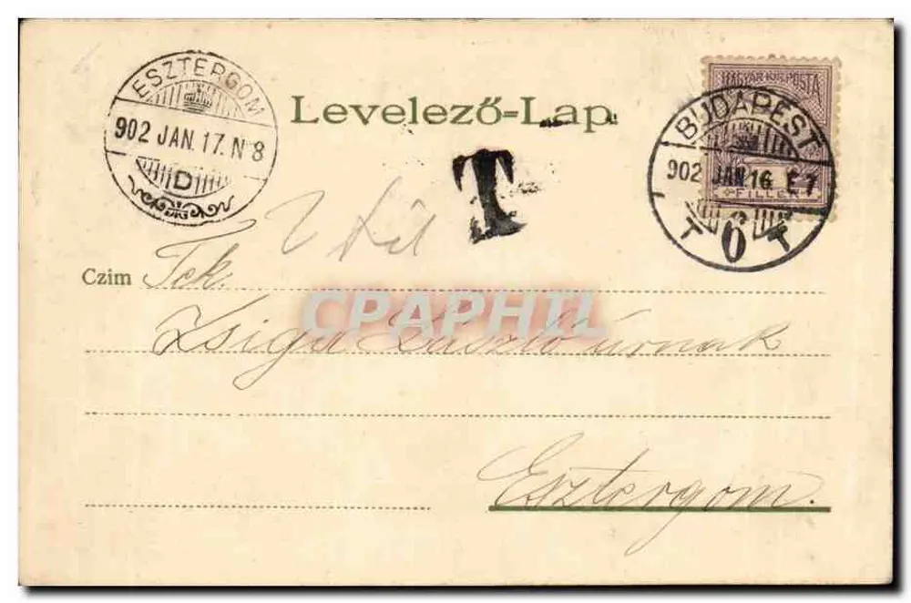 Blütenverzierte Karte — Budapest, 1902 — Verlag Levelező-Lap - Rückseite