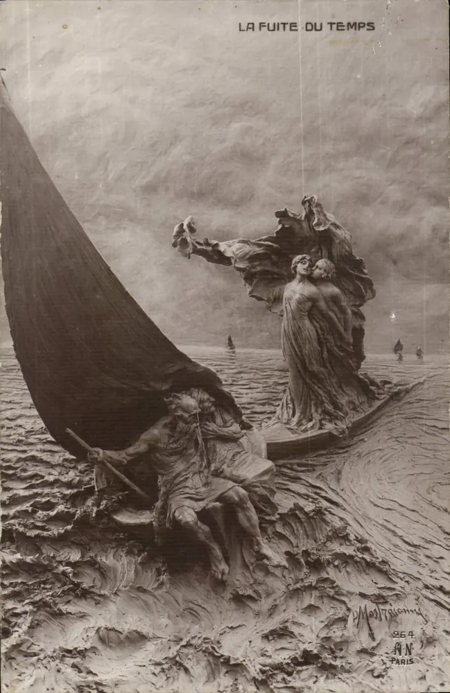 Die Flucht der Zeit — Skulptur von Montiquenne — n° 264 — Paris - Vorderseite