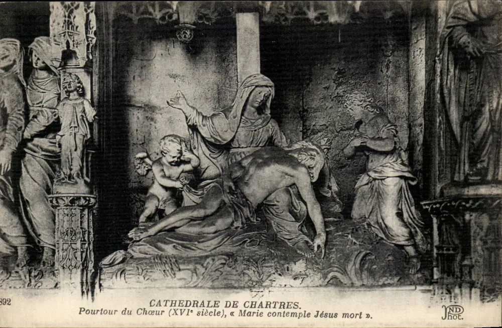 Kathedrale von Chartres — Poutour des Chors (16. Jahrhundert), 'Maria betrachtet den toten Jesus' — JND Hot. - Vorderseite
