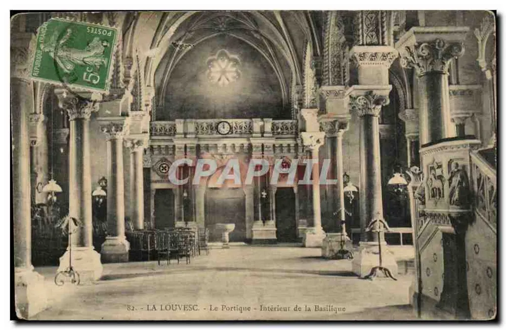 La Louvesc - Der Portikus - Innenansicht der Basilika — Phototypie Patillier, Lyon, n°82 - Vorderseite