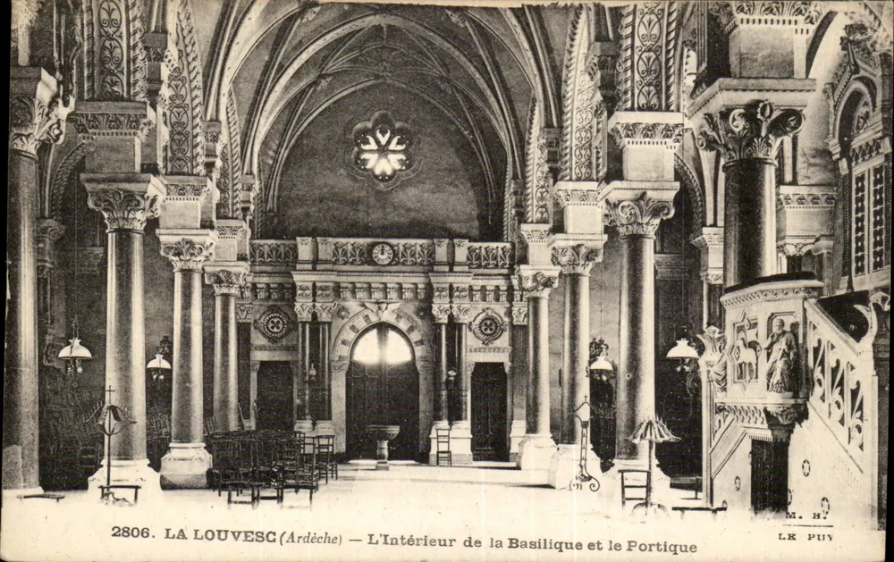 La Louvesc (Ardèche) — Innenansicht der Basilika und der Portikus — Editions d'Art Margerit-Breinil, Le Puy - Vorderseite