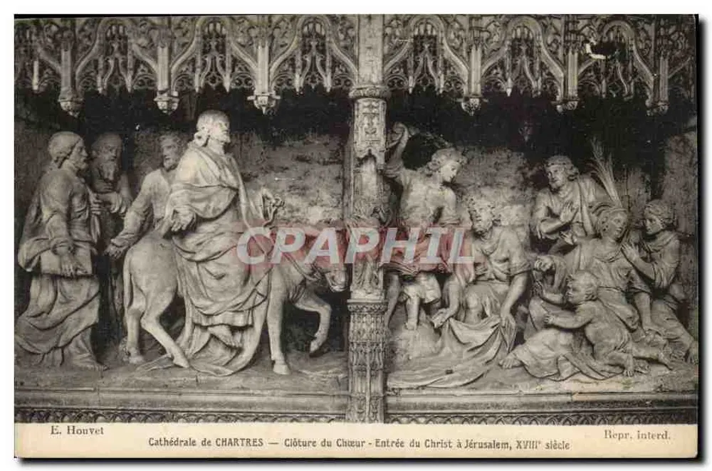 Kathedrale von Chartres — Schließung des Chors — Einzug des Christus in Jerusalem, 18. Jahrhundert — E. Houvet - Vorderseite