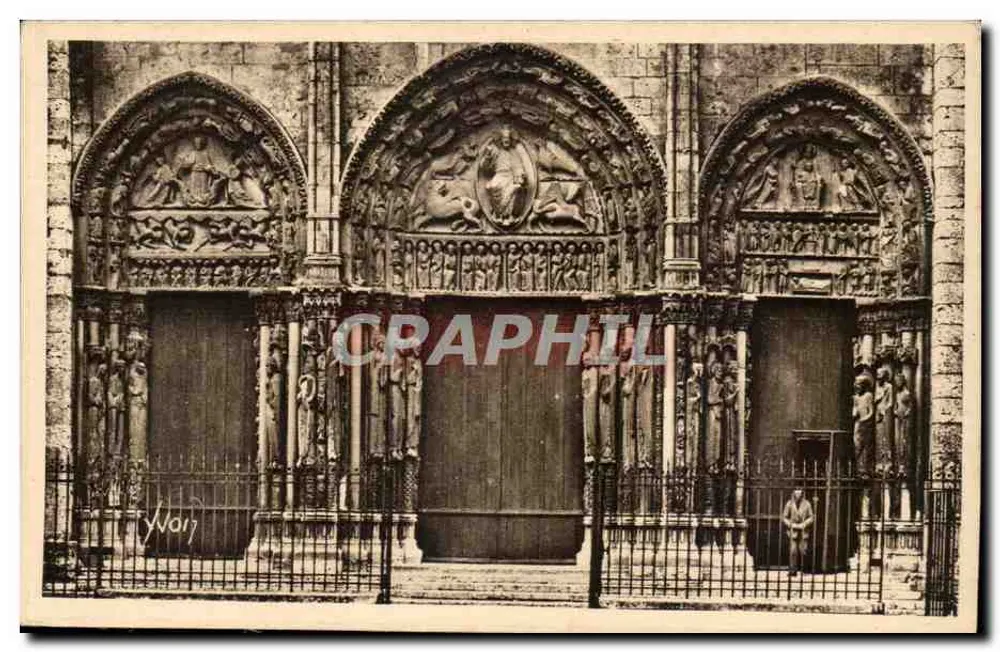 Portal der Kathedrale von Chartres — historische Ansicht — Verlag Yvon - Vorderseite