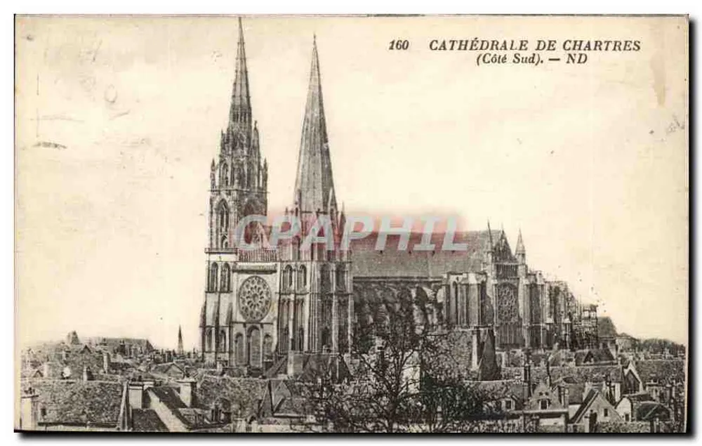 Catedral de Chartres — Lado Sul — ND — Editor ND, n° 160 - Frente