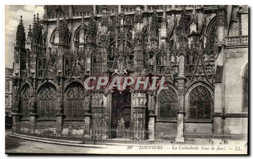 Louvières — A Catedral (vista frontal) — LL. - Frente