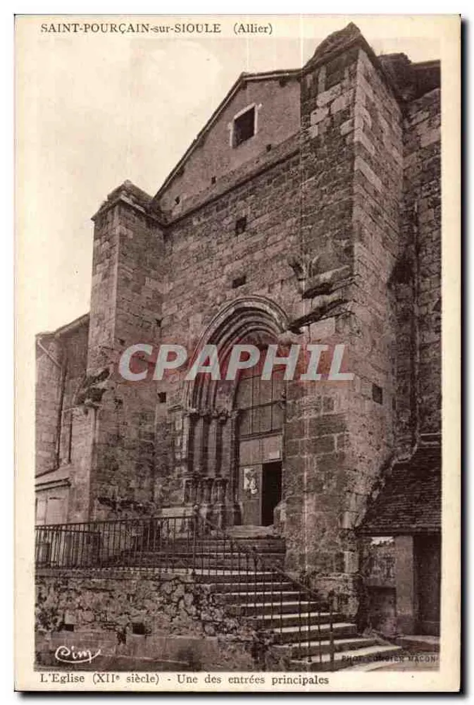 Saint-Pourçain-sur-Sioule (Allier) — Die Kirche (12. Jahrhundert) — Eine der Haupttüren — Foto von Gustave Macon - Vorderseite