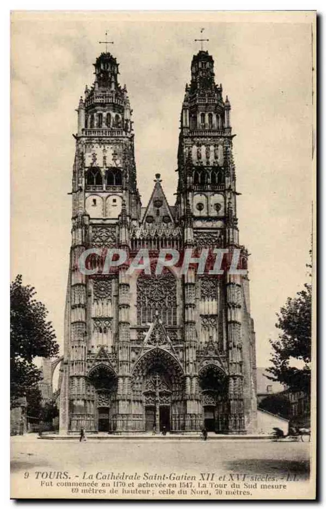 Tours — Catedral São Gatien, XII e XVI séculos — LL - Frente