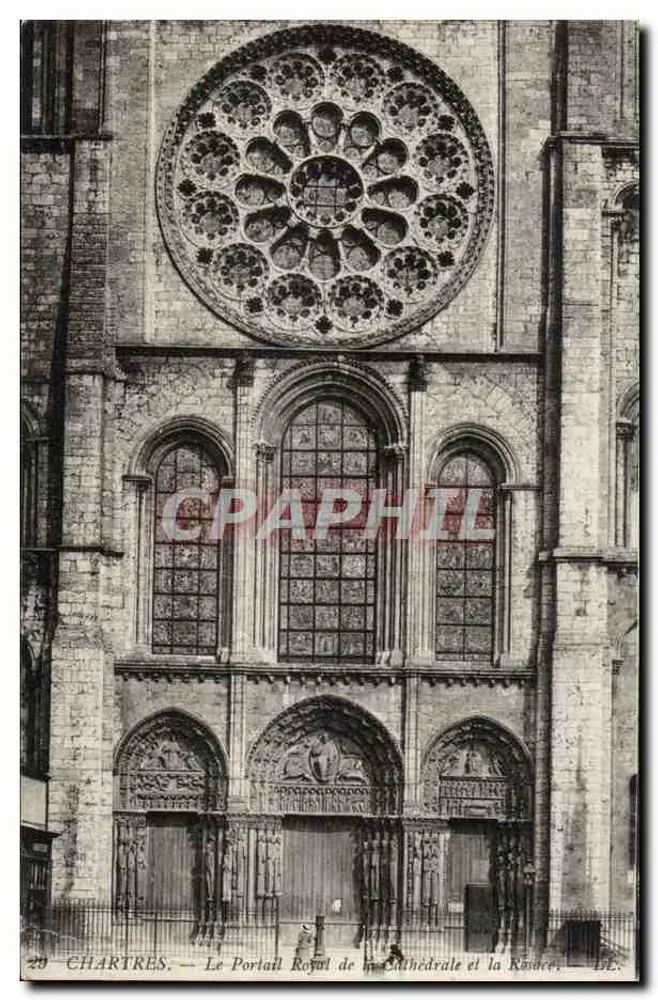 Chartres — Der Königspforte der Kathedrale und das Rosefenster — LE. - Vorderseite