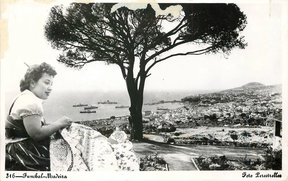 Funchal-Madeira — vista panorâmica com uma mulher em primeiro plano — Foto Perestrellos, n°316 - Frente