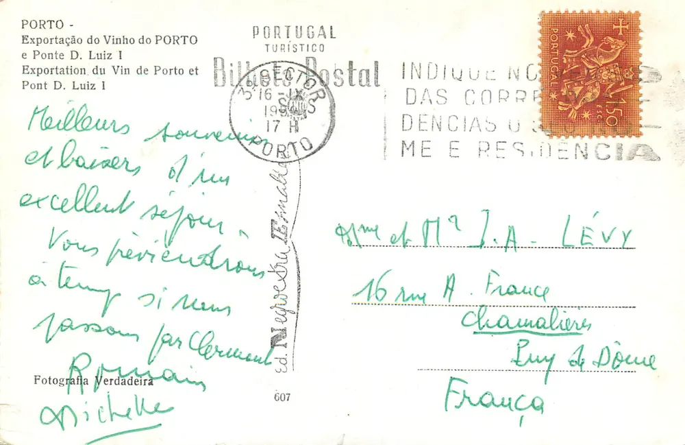 Porto — Export des Portweins und Brücke D. Luiz I — Ansichtskarte - Rückseite