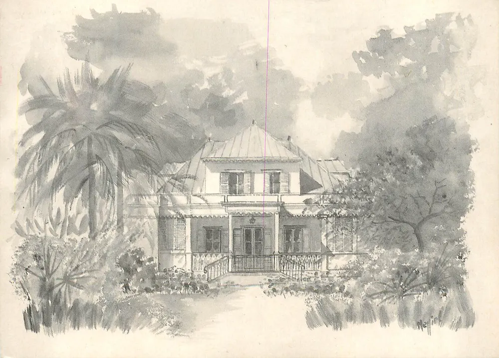 Case Créole — Ile de La Réunion — Aquarelle G. Meppiel - Recto