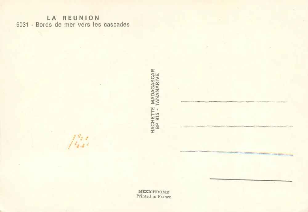 La Réunion — Shoreline towards the waterfalls — Hachette Madagascar Tananarive - Back