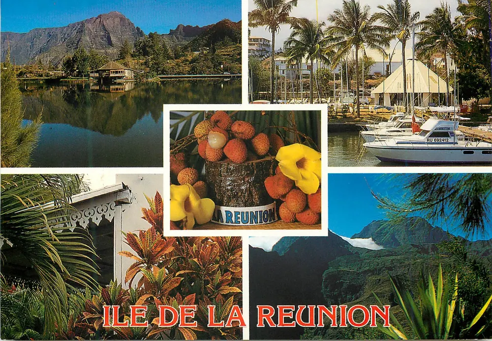 Insel La Réunion — Landschaften und Früchte — Verlag Colette Beauget, Mailand - Vorderseite