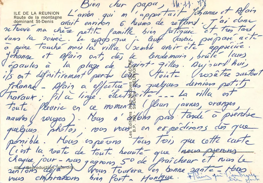 Straße zum Berg über St-Denis — Insel La Réunion — Éditions Jean Jacques CADENE - Rückseite
