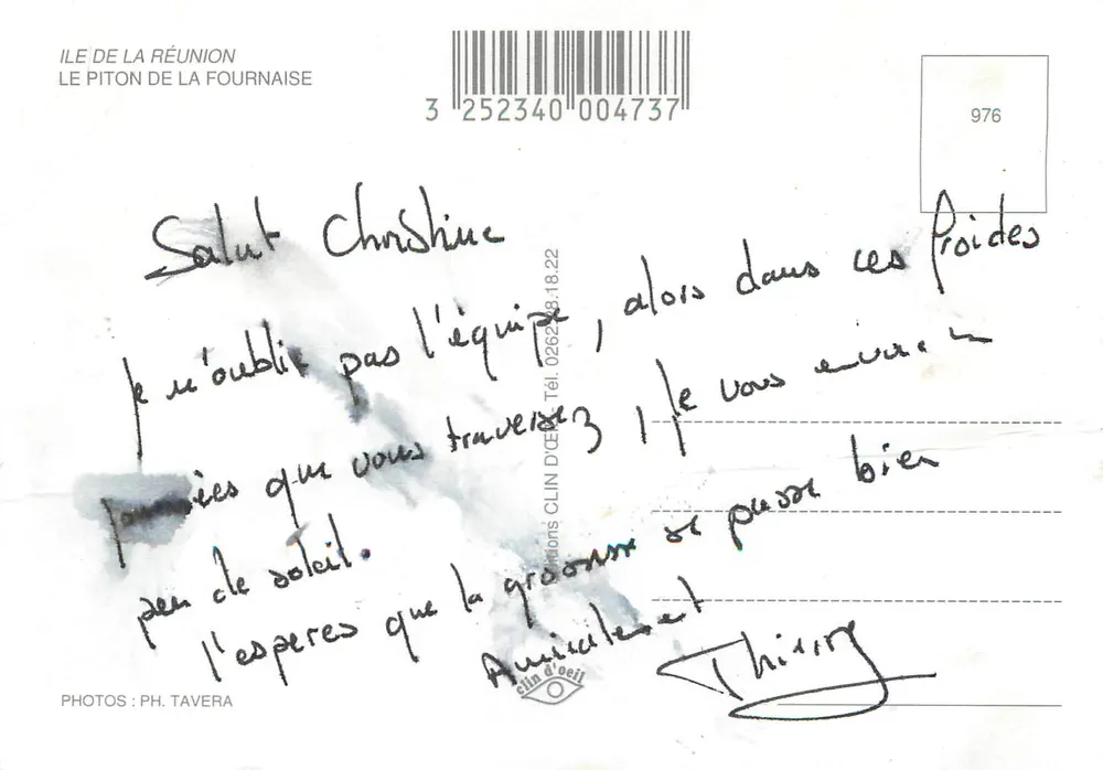 Volcans et bienvenue — à La Réunion — éditeur CLIN D'OEIL, n° 976 - Verso