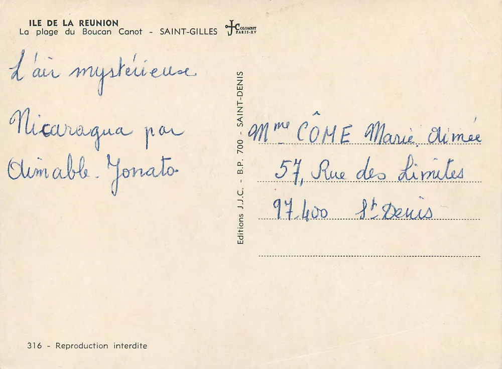 Strand von Boucan Canot — Saint-Gilles — Editions J.J.C. Nr. 316 - Rückseite