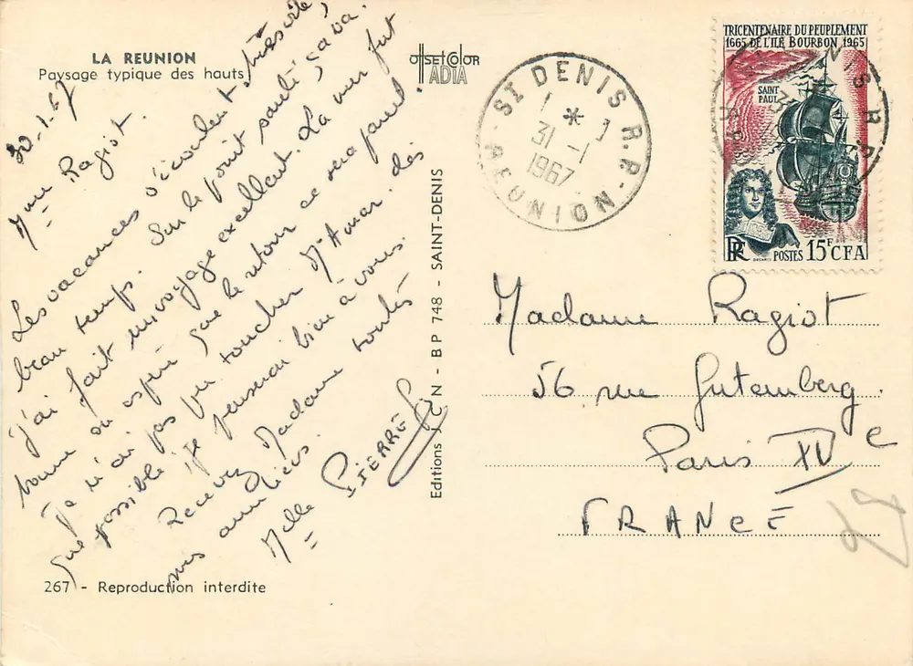 Typical landscape of the highlands of La Réunion — Editions Coloradia, No. 267 - Back
