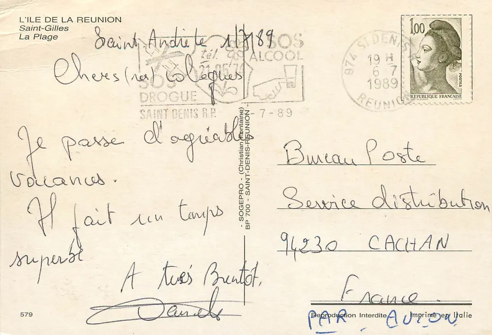 Der Strand in Saint-Gilles — Réunion — Verlag SOGEPRO, Nr. 579 - Rückseite