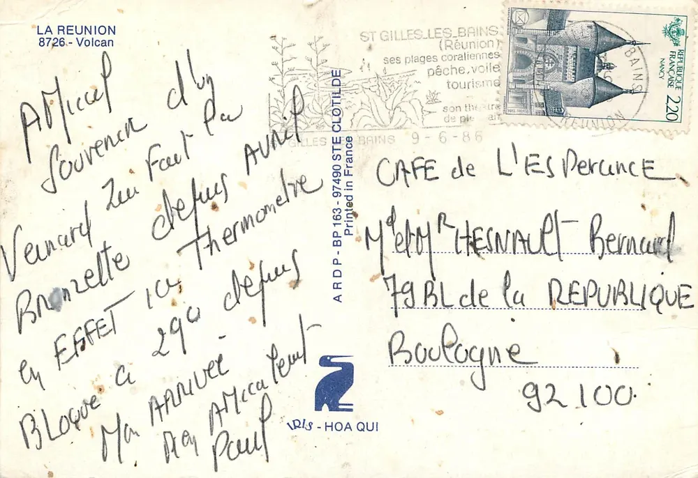 Vulcano — La Réunion — editore ARDP - BP 163 - 97490 STE CLOTILDE - Verso