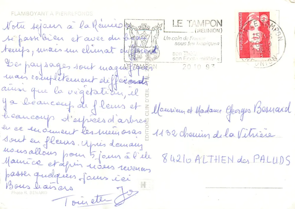 Albero con fiori arancio — Isola di Réunion — Edizioni Clin d'Œil - Verso