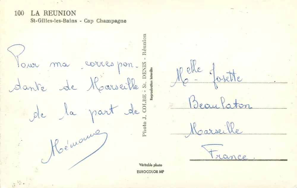 Cap Champagné — St-Gilles-les-Bains — Photo J. COLBE - Verso