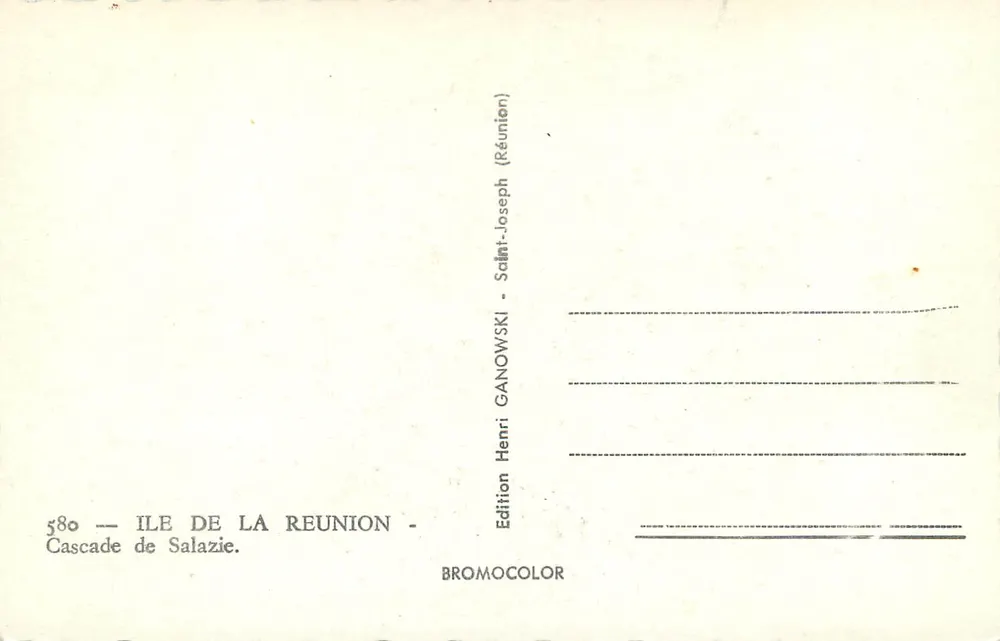 Cachoeira de Salazie — Ilha de La Réunion — Edição Henri Ganowski - Verso