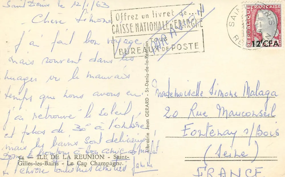 Le Cap Champagne — Insel La Réunion — Verlag Jean GERARD, Nr. 54 - Rückseite
