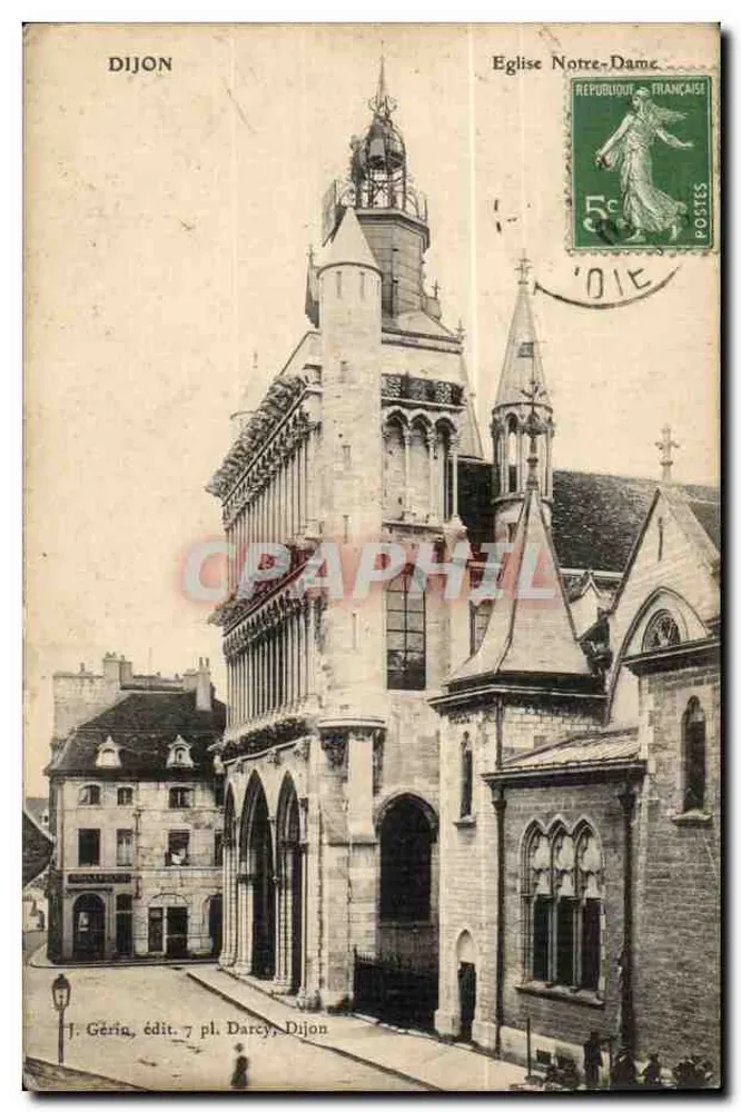 Dijon — Igreja de Nossa Senhora — J. Géria, edição 7 pl. Darcy, Dijon - Frente
